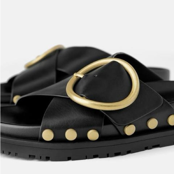 Zara Leather Buckle Sandals - Picture 3 of 7
